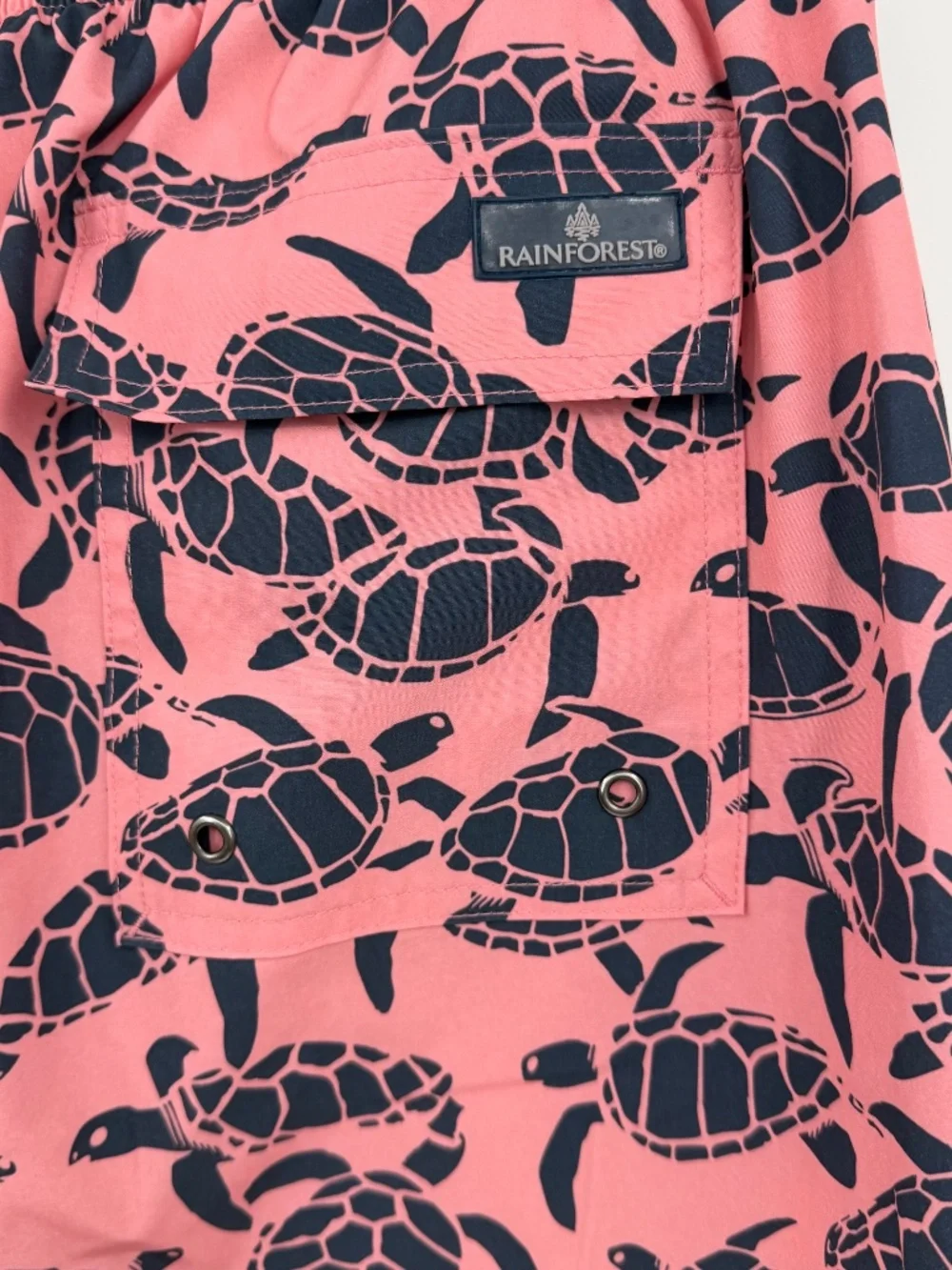 Rainforest Swim Trunks Men Medium Pink Blue Turtles Elastic Drawstring Waist